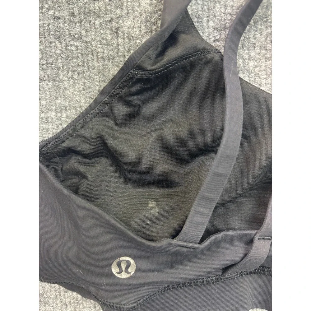 Lululemon Free To Be Serene Sports Bra Womens 8 Black Strappy Yoga Gym 65438